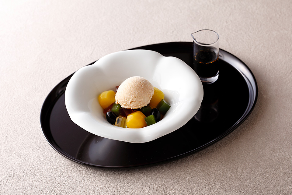 栗豆カン　アイスクリーム添え