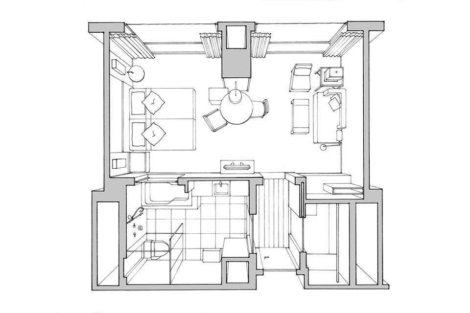 エグゼクティブ デラックス ダブル/ツイン(50㎡) 間取り図 エグゼクティブ デラックス ダブル/ツイン(50㎡) 間取り図