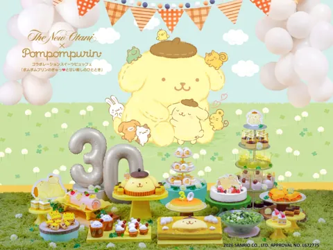 ポムポムプリンコラボレーションスイーツビュッフェ~ポムポムプリンのぎゅっ♡と甘い癒しのひととき~ キービジュアル