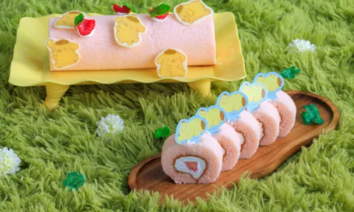 ポムポムプリンのふんわりいちごロールケーキ